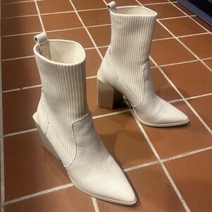 Steven Madden White Leather Platform Booties